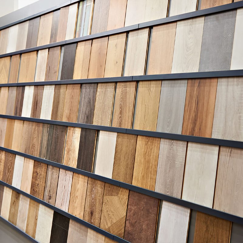 Flooring samples in a showroom